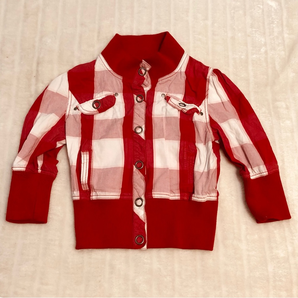 SWS Red & White Plaid Cotton Lightweight Jacket